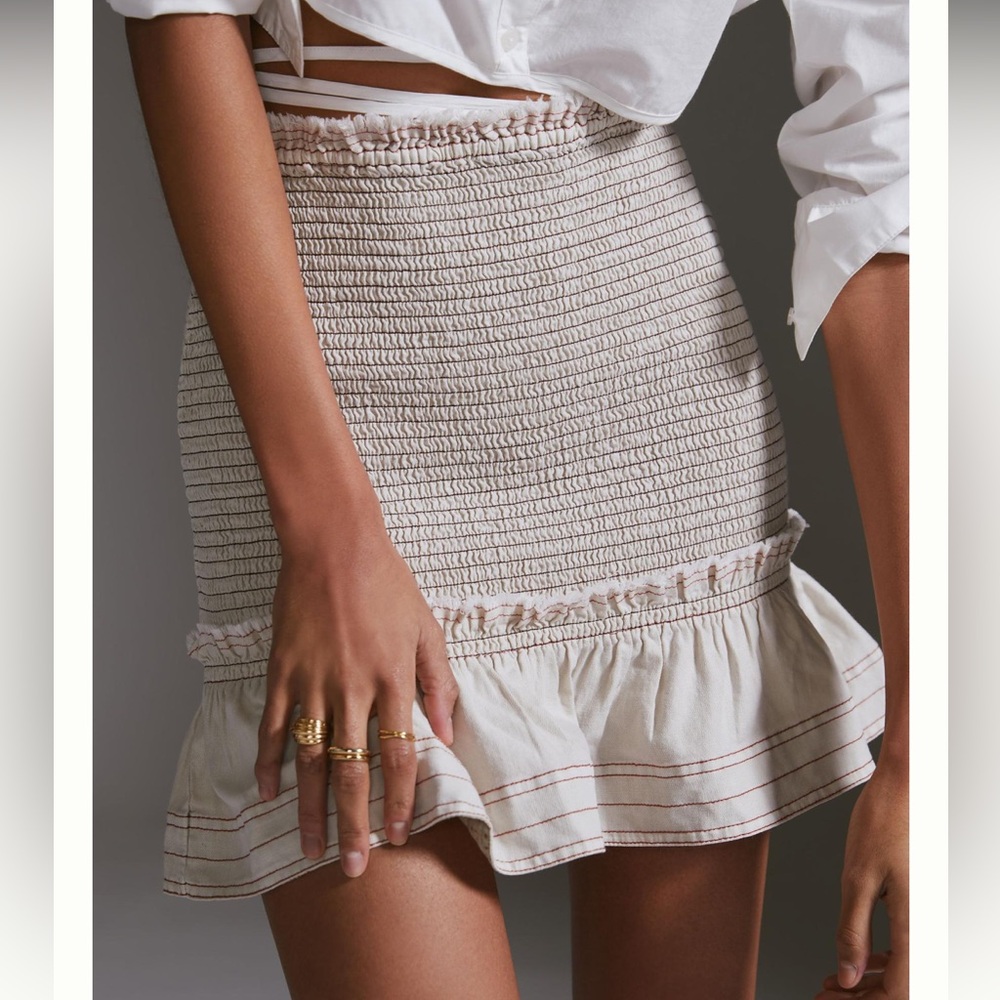 Pilcro Anthropologie Smocked Mini Skirt Size XS - Picture 1 of 13